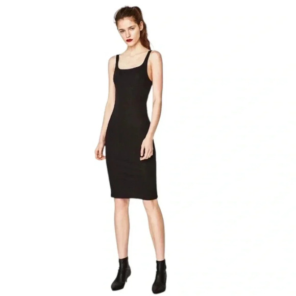 ZARA | BLACK STRETCH BODYCON  DRESS SIZE S - Picture 4 of 9